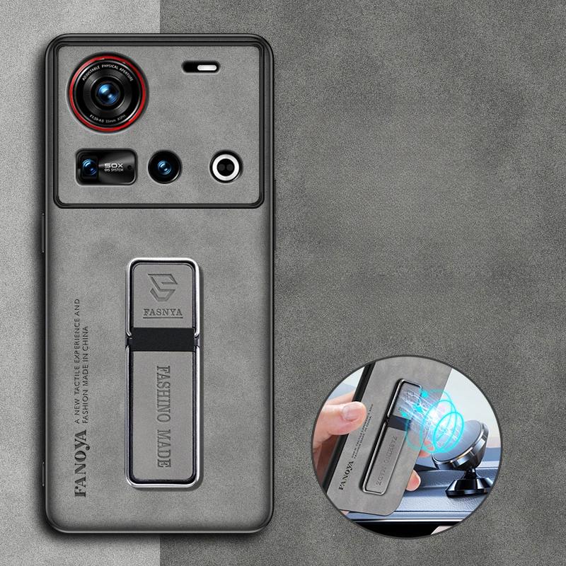 Sheepskin Leather Phone Case for ZTE Nubia Z70 Ultra Matte Stand Holder Protection Back Cover for Nubia Z70ultra Z60S Pro Magnetic Capa Kickstand Case