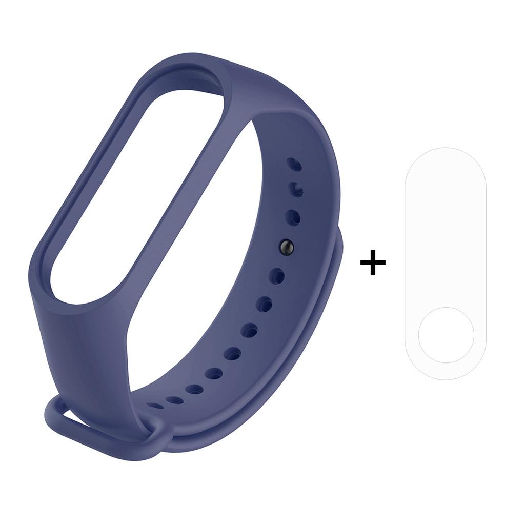 For Xiaomi Mi Smart Band 4/Mi Band 3 Adjustable Soft Silicone Wrist Watch Strap+Full Covering TPU Screen Protector