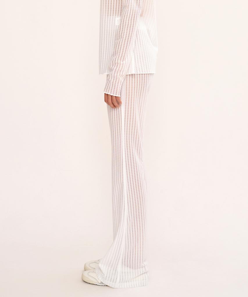 FANYOUNG See-Through Bootcut Leggings White