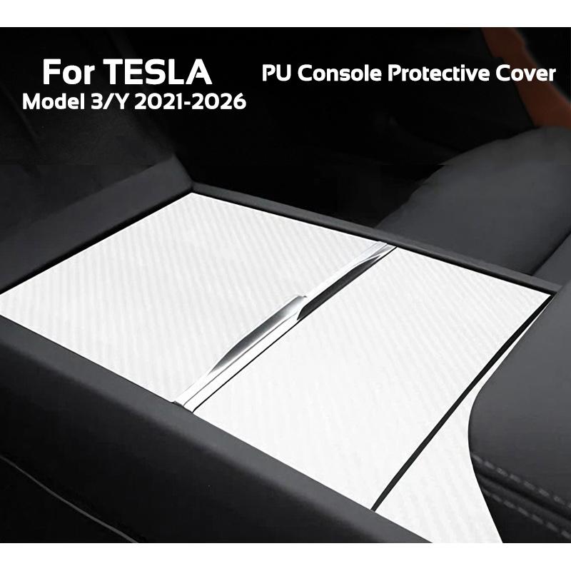 for D7 Model 3 Y 2021-2026 PU Leather Carbon Center Console Cover Protector Panel Protective Film Sticker Car Accessories SH7