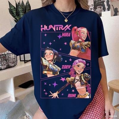 Retro Kpop Lovci démonů Tričko Dárek Kulatý výstřih Prodyšné Módní Streetové oblečení Krátký rukáv Letní Dámský Volnočasový Top na dovolenou