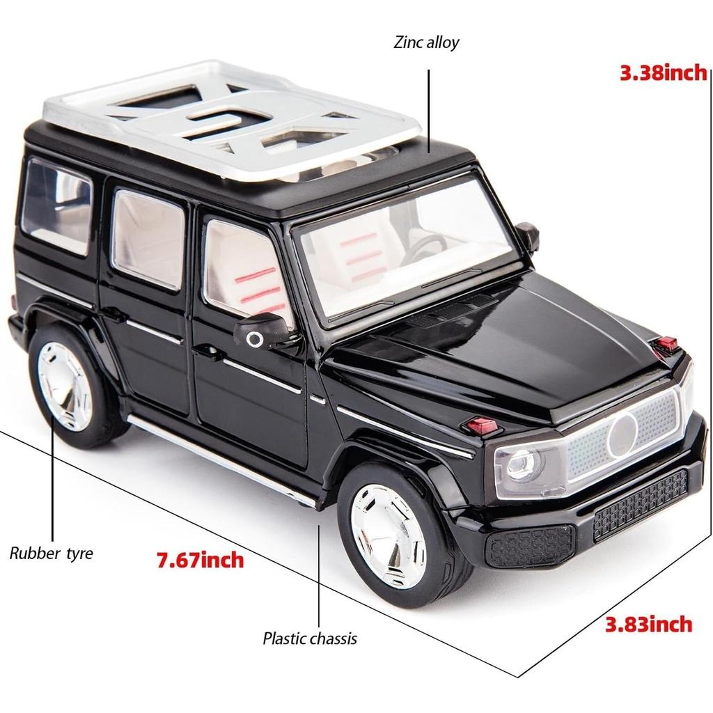 1/24 Scale Benz EQG SUV Model Car Electric Vehicle, Zinc Alloy Pull Back Toy Car with Sound and Light for Kids Boy Girl Gift