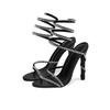 Xibeilove  Summer Fashion Rhinestone Sandals Women's Super High Heel Wrapped Open Toe Banquet Wedding Shoes Size 35-42