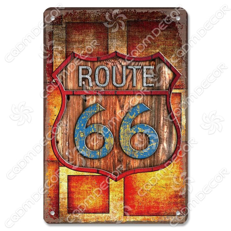 Alte Route 66 Blechschilder Get Your Kicks on US 66 Metallposter Vintage Wandkunst Dekoration für Garage Club Wohnzimmer Zuhause