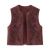 Spring/Summer 2025 Women's Slim Fit Sleeveless Vest with Versatile Embroidery Design in Suede Texture