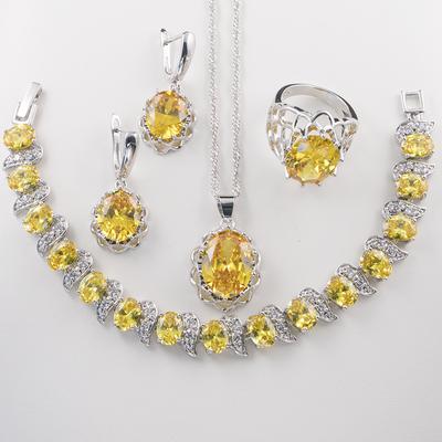 Elliptical Simple Womens Earring Necklace Set Jewelry Zircon Necklace Jewelry Accessories