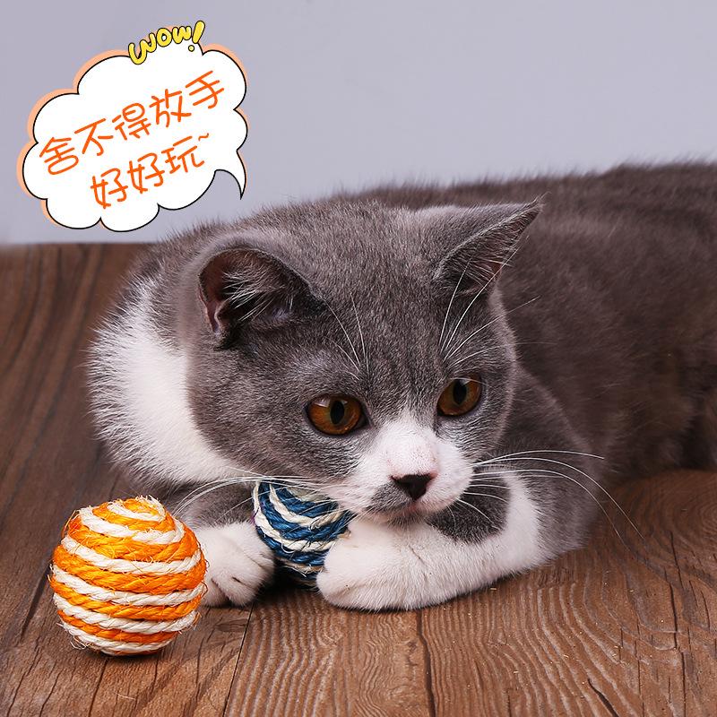 Cat Teasing Toy: Bite-Resistant Sisal Ball with Sound for Self-Play and Scratching