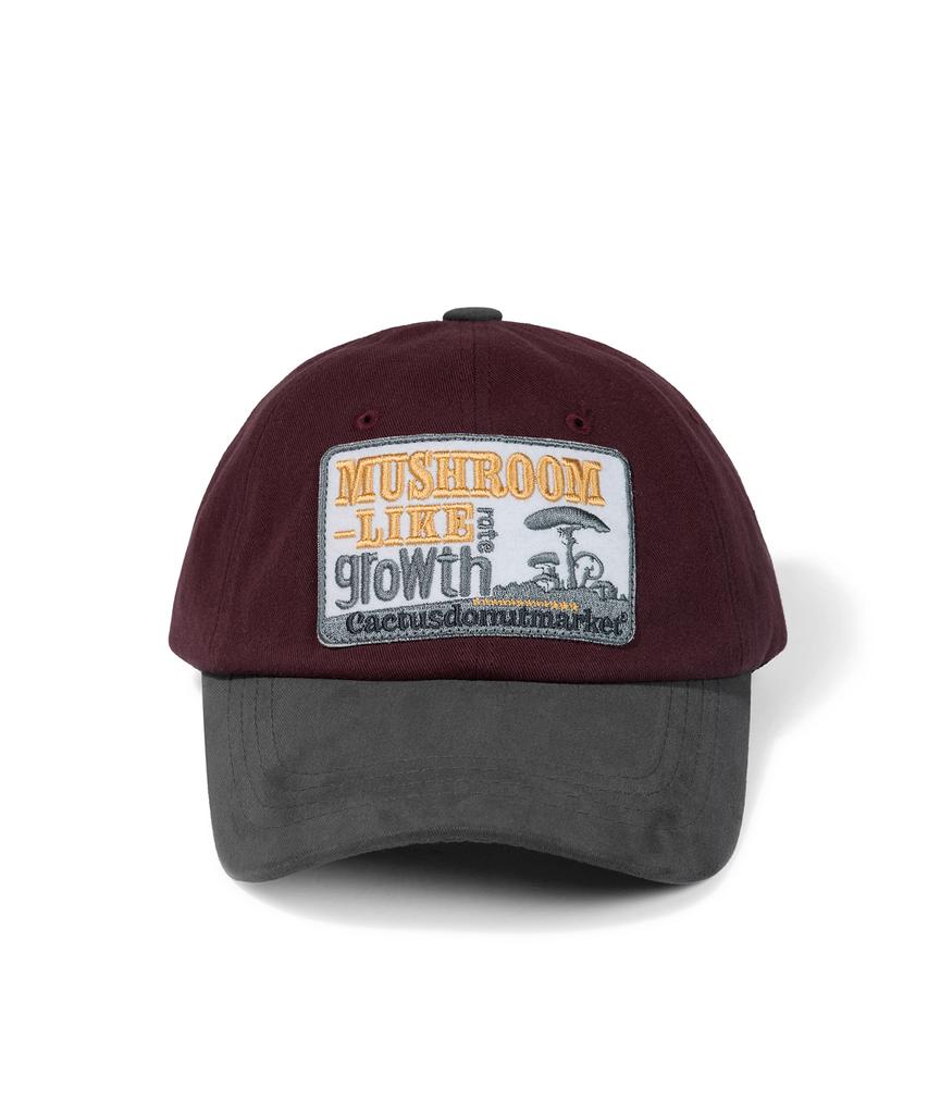 Kaegteoseudoneosmakes Mushroom Patch Two Tone Ball Cap - Burgundy/Charcoal