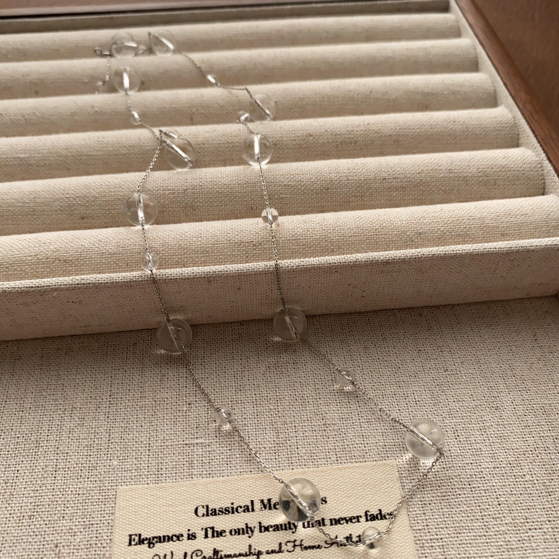 Retro style niche design rhinestone necklace glazed transparent beaded fashion versatile collarbone light luxury temperament neck chain women