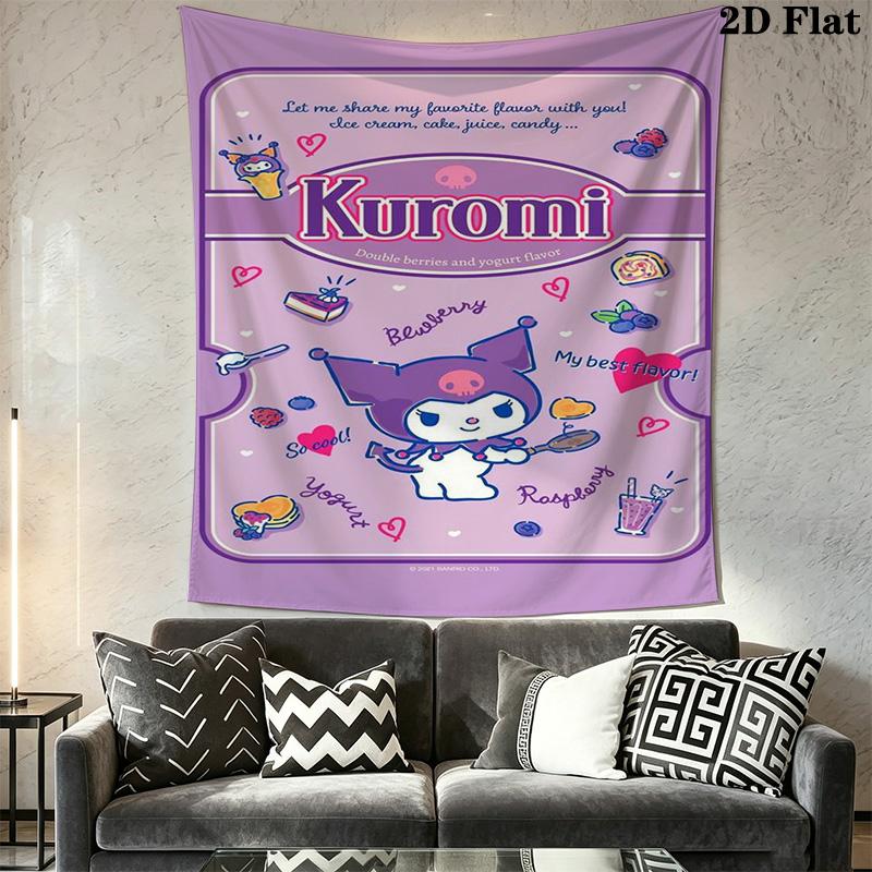 Kuromi Purple Berry Cute Print Tapestry Wallmounted Background Cloth Wall Decoration Home Decor Homestay Soft Decoration Tapestry