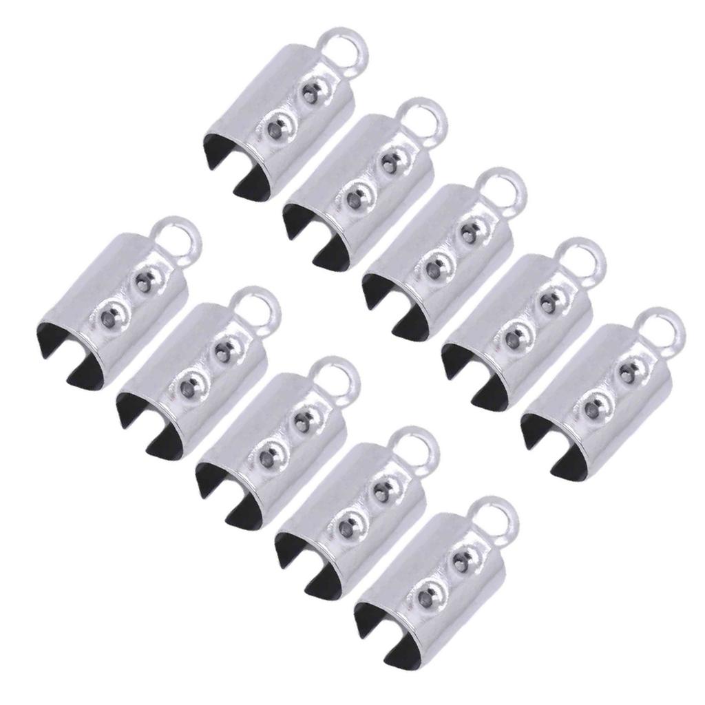 10pcs Round Edge Cord End Clip Stainless Steel Rope Clamps Jewelry Crafting Accessories Bracelet Necklace Connector
