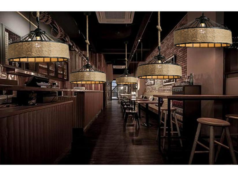 Rustic Jute Rope Pendant Light - Retro Industrial Style for Clothing Stores, Cafes, Bars, and Restaurants