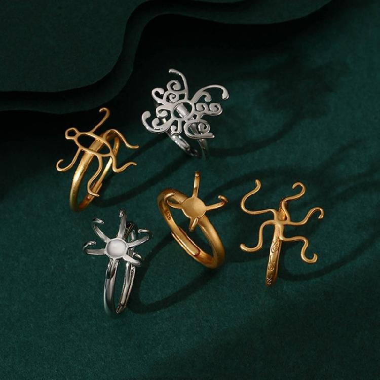 Women Opening Blank Rings Base Bracket Tray DIY Setting Jewelry Findings Making
