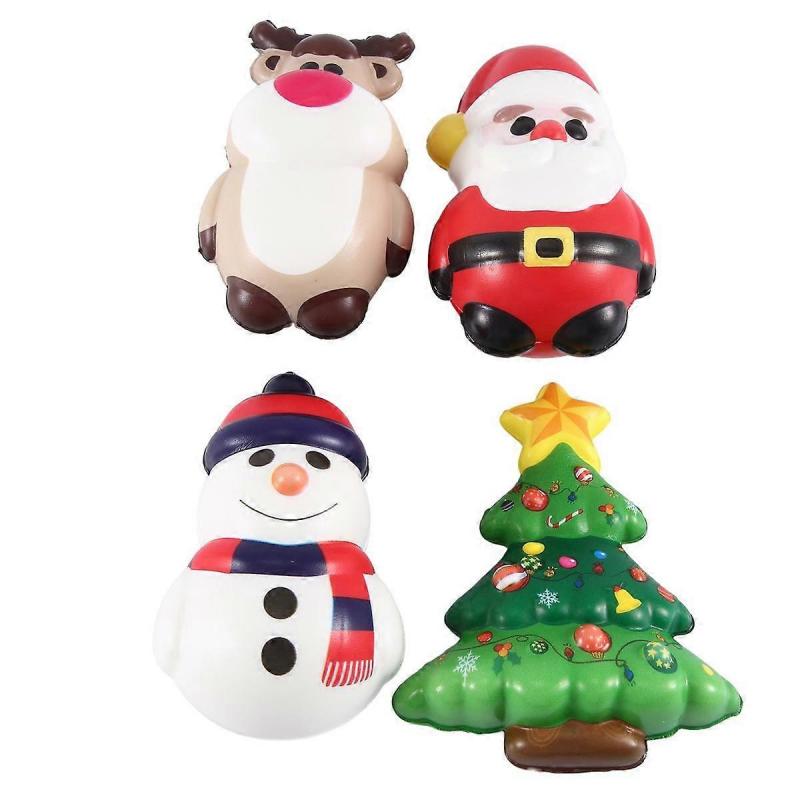 4 Stück PU Squishy Anti-Stress-Abbau Spielzeug Puppe Rentier Weihnachtsgeschenk Langsamer Rückprall Antistress Squee