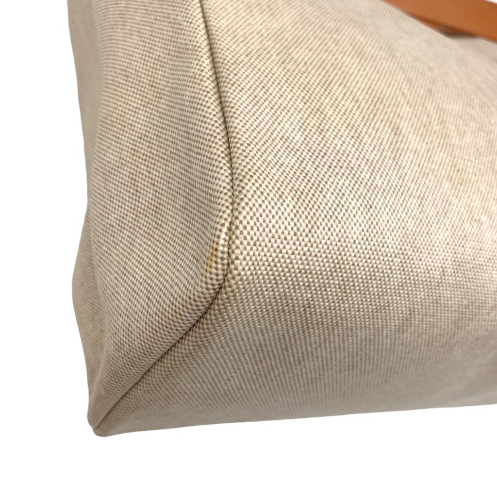 Used Hermes Herbag MM Tote Bag Canvas Beige Authentic 1186