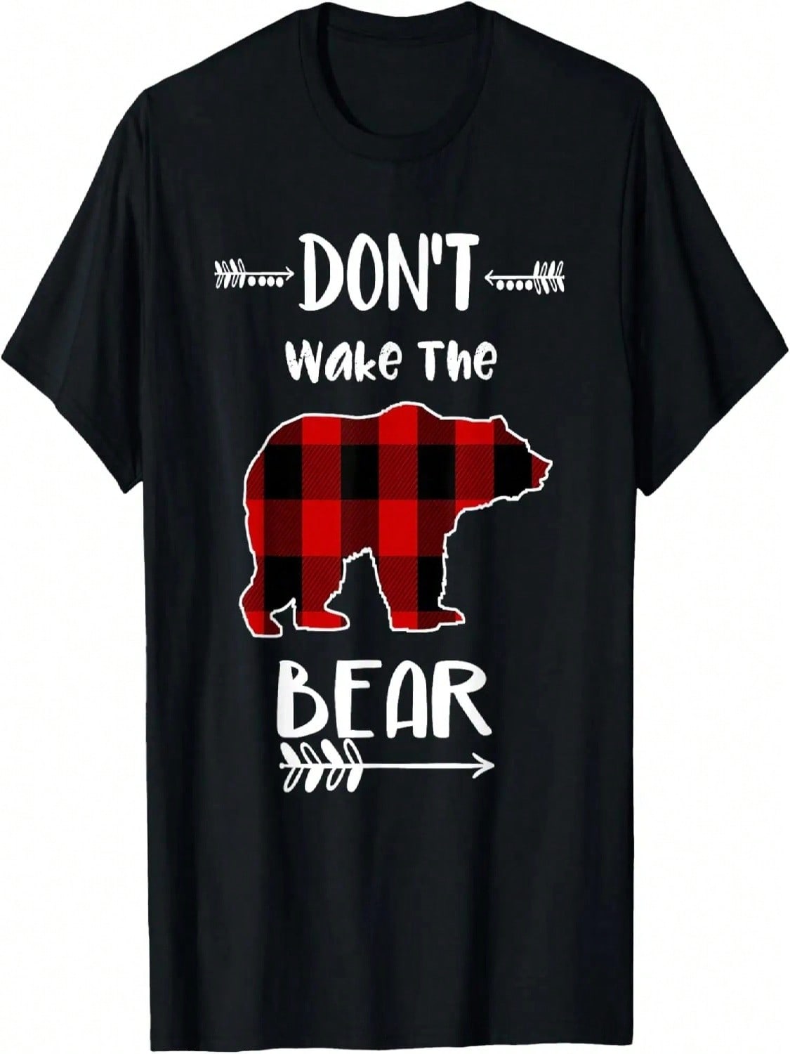 Don t Wake The Bear Black & Red Buffalo Plaid Bear T-Shirt S разноцветный