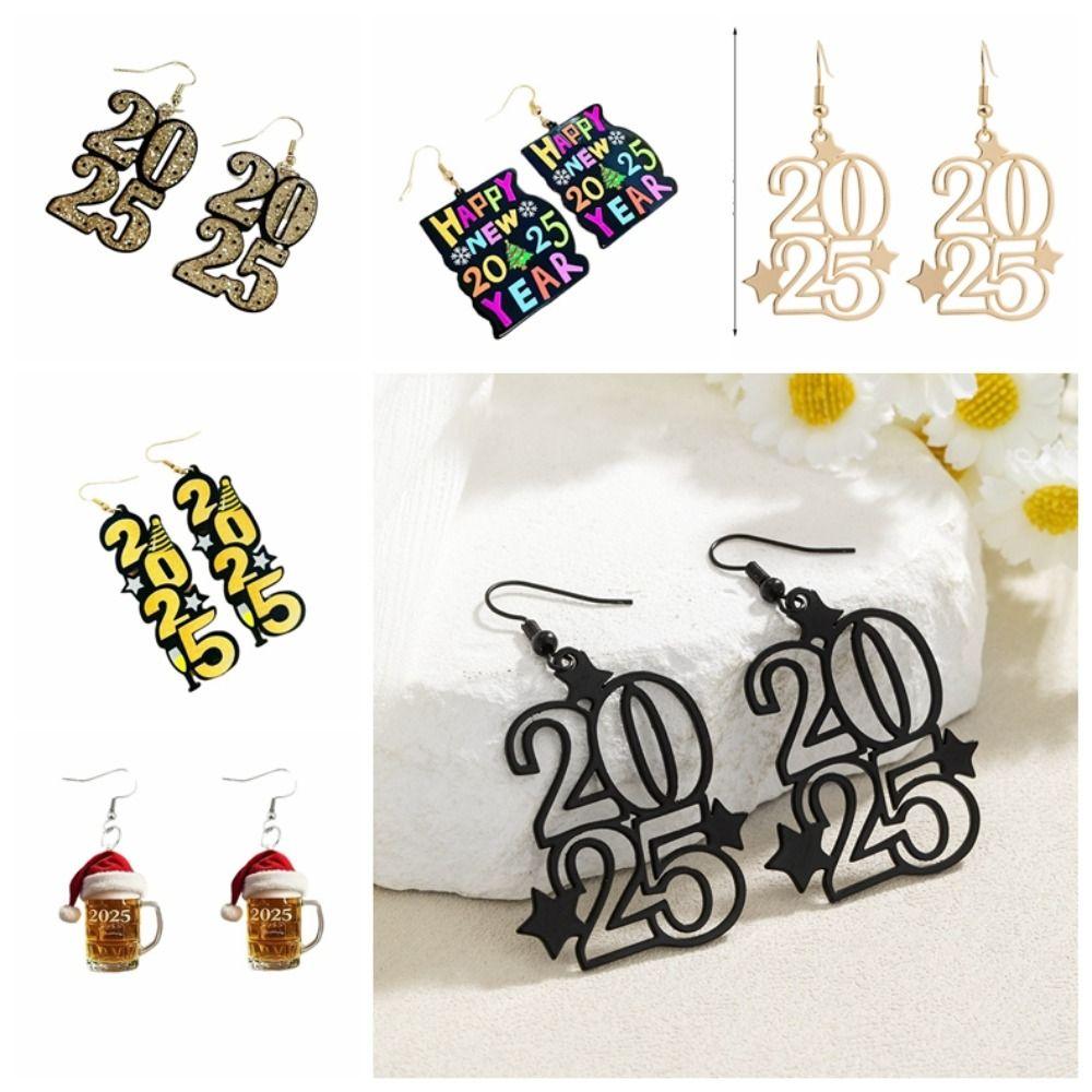 Náušnice s přívěskem Číslice 2025 Vinná sklenička 2025 Číslo Písmeno Číslo Postava Náušnice Šťastný nový rok