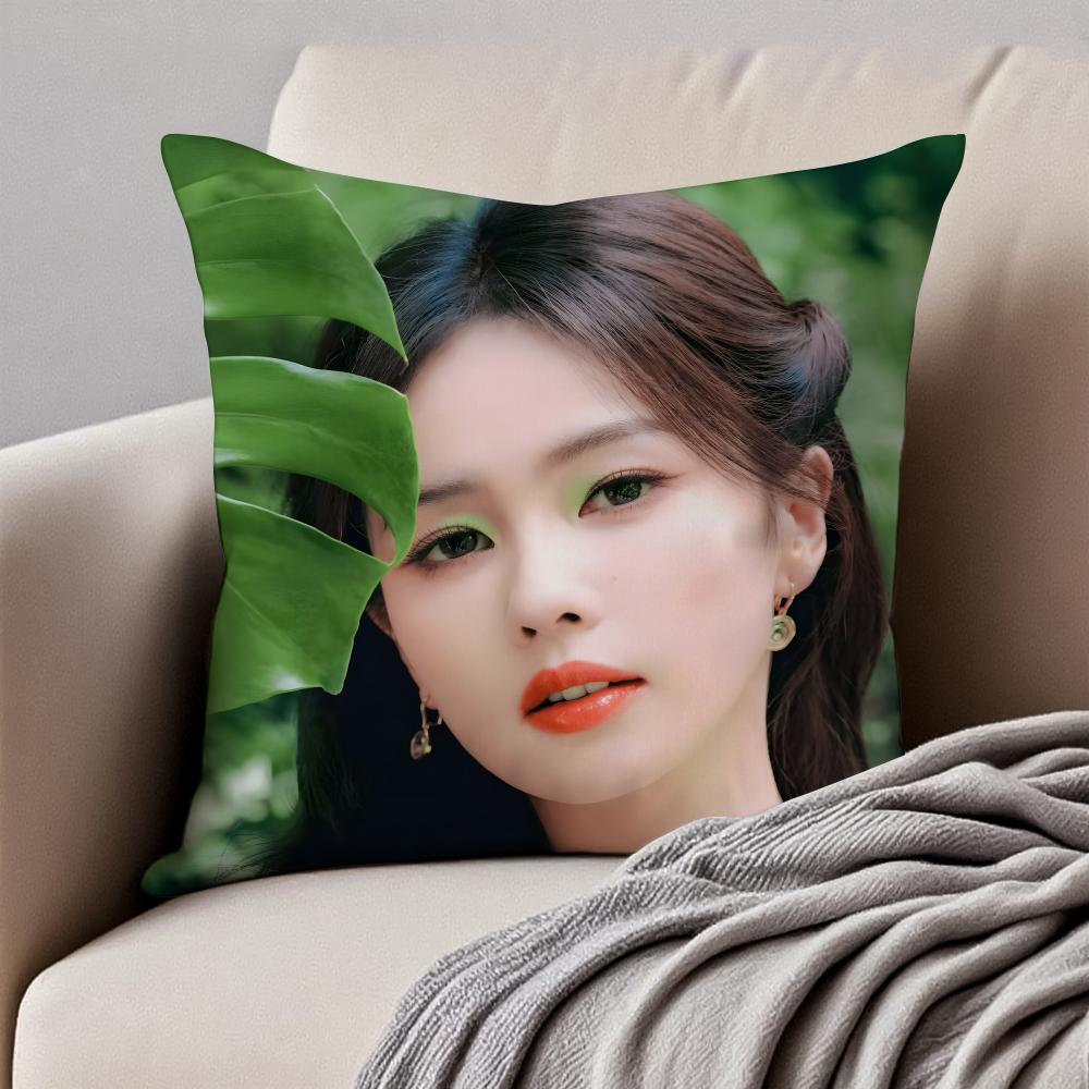 Fashion and elegant Chinese actress BBai Lu Cushion Cover Pillowcase Antidustmite Invisible Zipper Short Plush Sofa Cushion