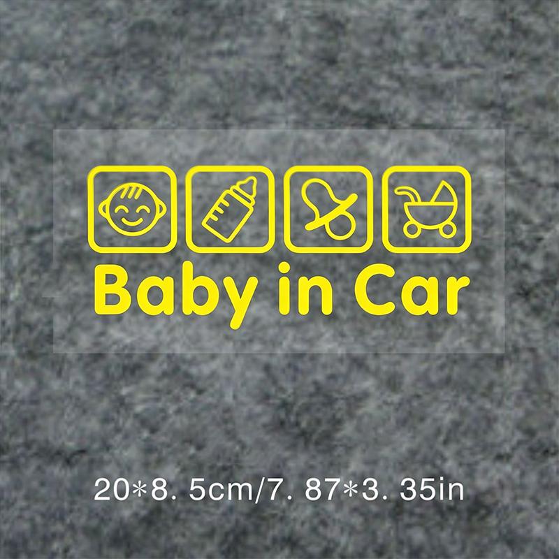 Waterproof Baby In Car Decal With Cute Cartoon Icons And Easy Install Perfect For Car Rear Window Safety Reminder
