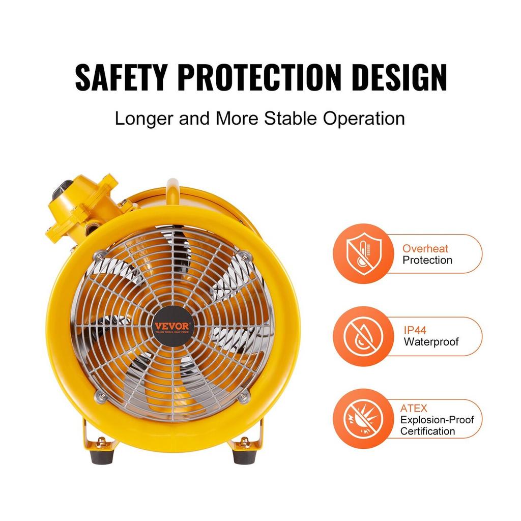 304.8mm Extractor Fan Blower Portable 3m Power Cord Ventilator Industrial