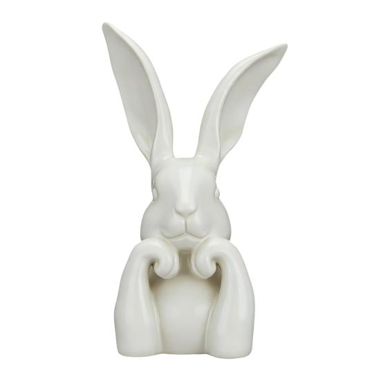 Easter Bunny Figurine Cute Rabbit Holding Face Statue 3D Printed Bunny Ornament for Living Room Bedroom Bookshelf Desktop Shelf Decor