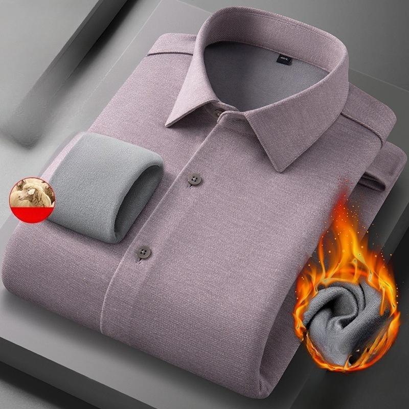 Men's Large Size Warm Sweater Shirt Padded Wool One Warm Soft High Quality Fabric Loose Casual Sports Long Sleeve Knit Sweatshirt T Shirt