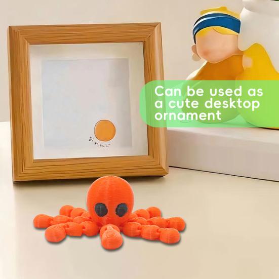 3D Printed Octopus Figurine Movable Joints Octopus Figure Articulated Sea Animal Model Fidget Toy Home Office Desktop Decoration Ornament