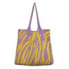 Trend Zebra Pattern Crochet Bag Large Capacity Women Handbag Shoulder Bag Simple Knitted Tote Bag for Teen Women Girls Bolsa