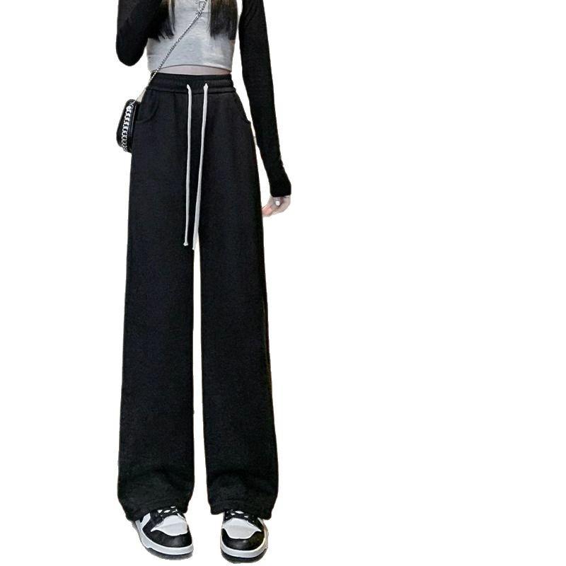 Women's High-Waist Slimming Petite Banana Sweatpants - Narrow Leg, Draped Style for Spring & Autumn, 145cm Length
