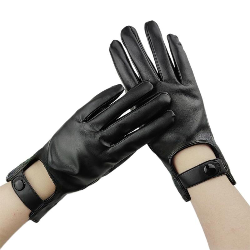 

Breathable Full Finger Gloves Punk Design With Detail Soft Lining Fashion Rock Outfit Accessory 1 чорний