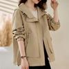 Women's Short Jacket Spring Autumn Casual Hooded Loose Ladies Outerwear Comfortable Korean Version Lady Trench Coat