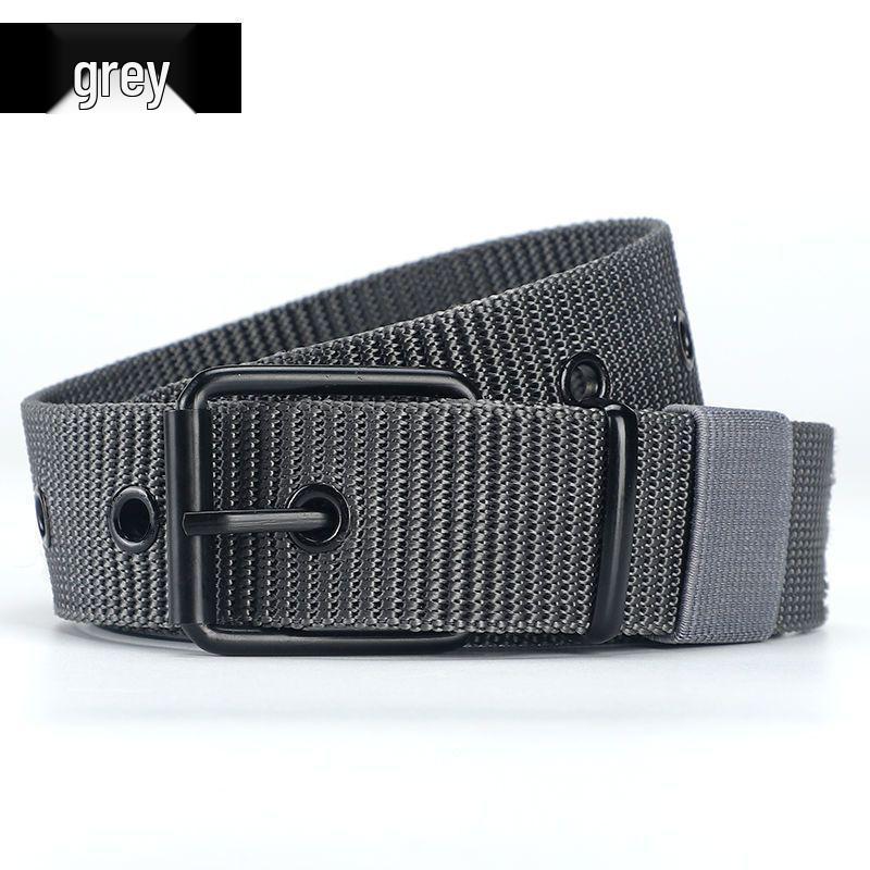 Men's Multi-Hole Military Canvas Leather Belt - Pin Buckle for Jeans & Work