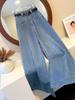 Women's Light A-Line Straight-Leg Wide Jeans for Spring & Autumn 2025