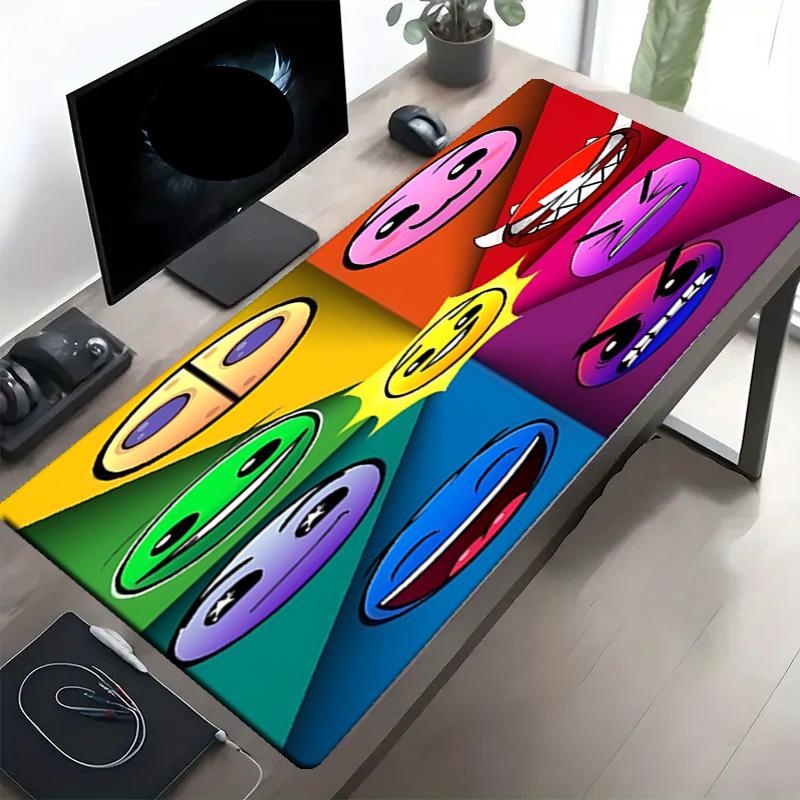 Geometry Dash Print Mouse Pad, Anti‑Slip Desktop Keyboard Mat, for PC Laptop Gaming Working Daily Use, Cool Festival Surprise Gift