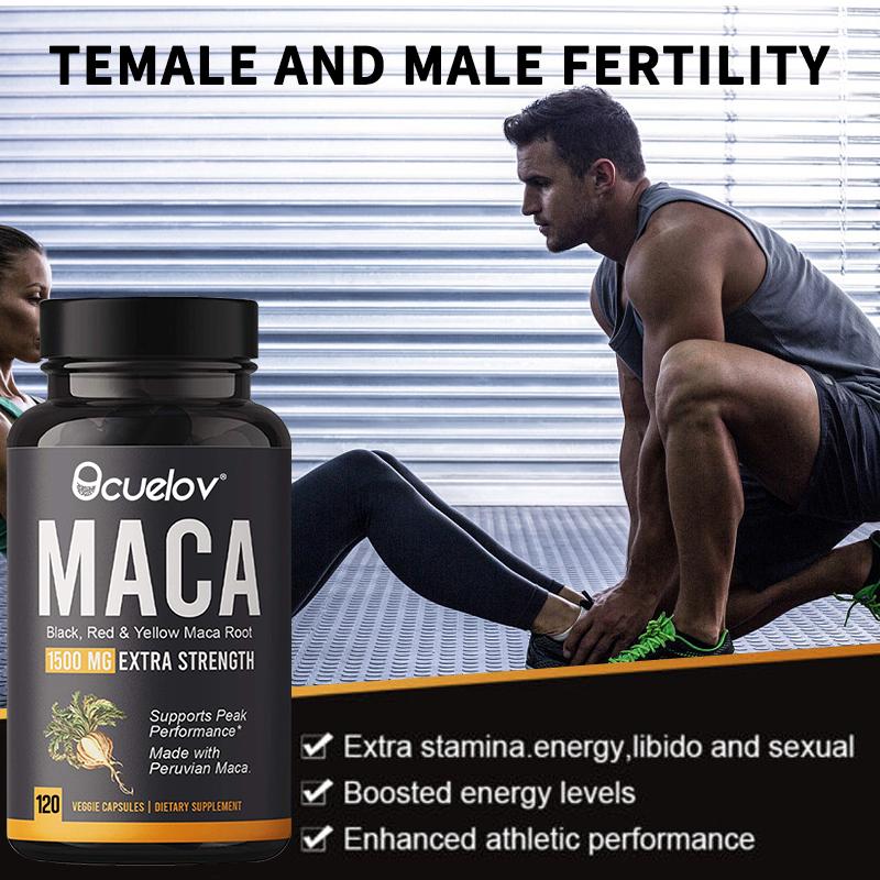Maca Root Capsules 1500 Mg, Available In Black, Red, and Yellow Varieties, Suitable for Both Men and Women, 120 Capsules