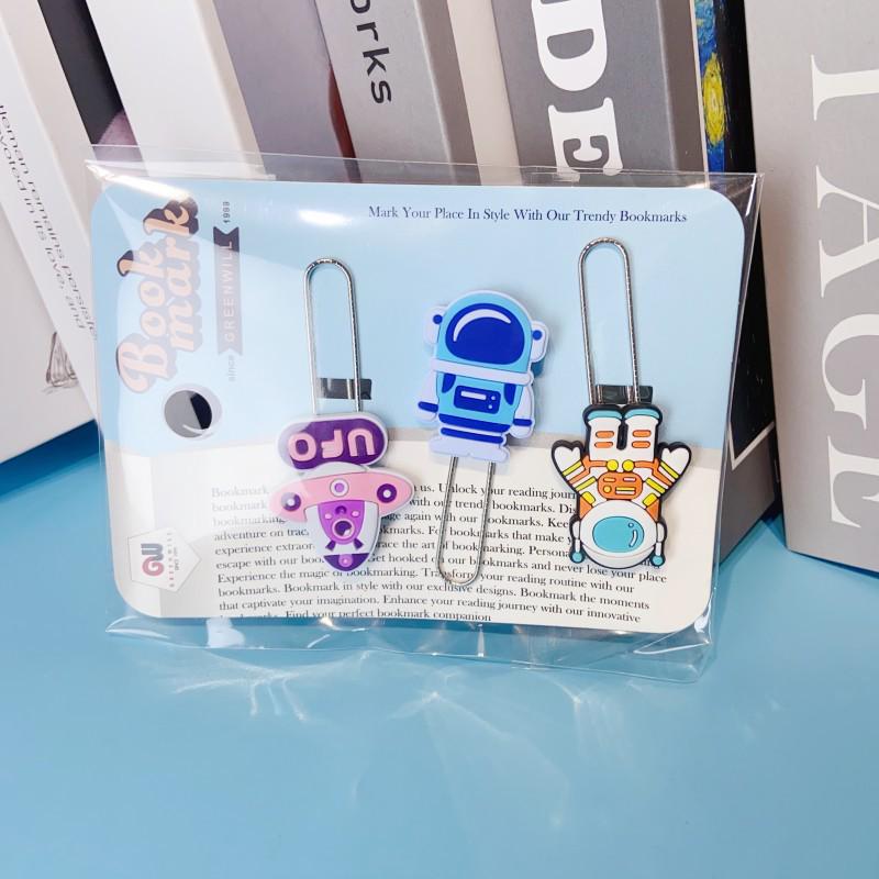 Creative Astronaut Paperclip & Bookmark Set - Cute Cartoon Binder Clips for Students & Office.