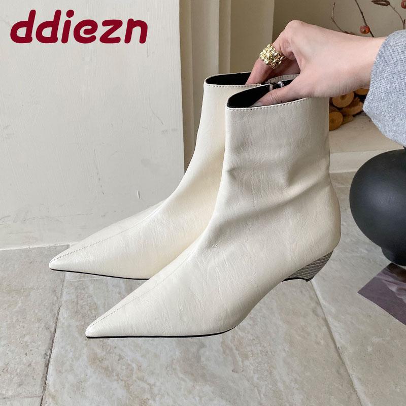 Fashion Fashion Pointed Toe Modern Women Ankle Boots With Low Heel Shoes Ladies Short Boots Female Zippers Shoes