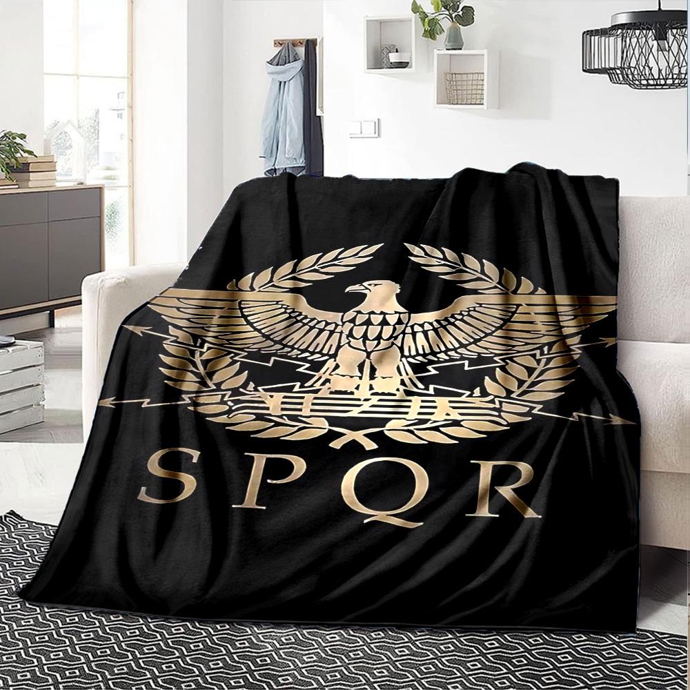 1pc Eagle SPQR Throw Blanket Soft Flannel, Cozy All Season Polyester Perfect for Home, Office