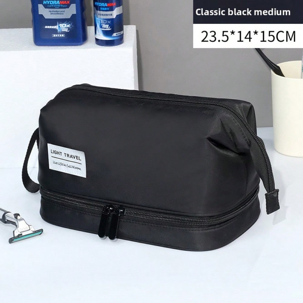 Large Capacity Double Layer Cosmetic Bag Travel Portable Wet and Dry Separation Storage Bag Swimming Toilet Bag