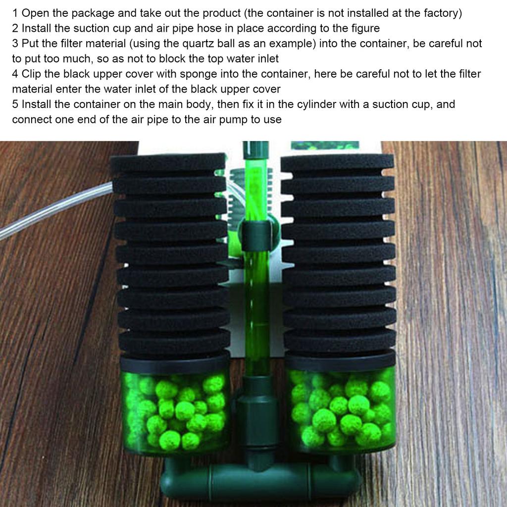 Akvarijní biochemický dvojitý houbový čistič filtr ryby ponorný pěnový filtr(QS100A S s nádobou )