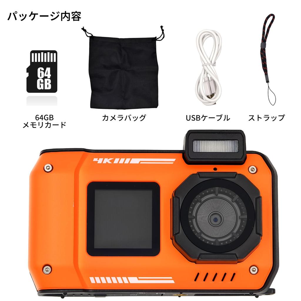 4K Digital Underwater Waterproof 10M No Case Dual Selfie Easy To Compact Camera, Waterproof, Camera, Camera, Waterproof, Required, Screen, Capable,