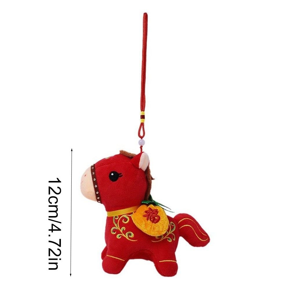Cartoon Hanging Pony Doll Soft Zodiac Pony Figurine Cute Plush Horse Keychain  New Year Gift