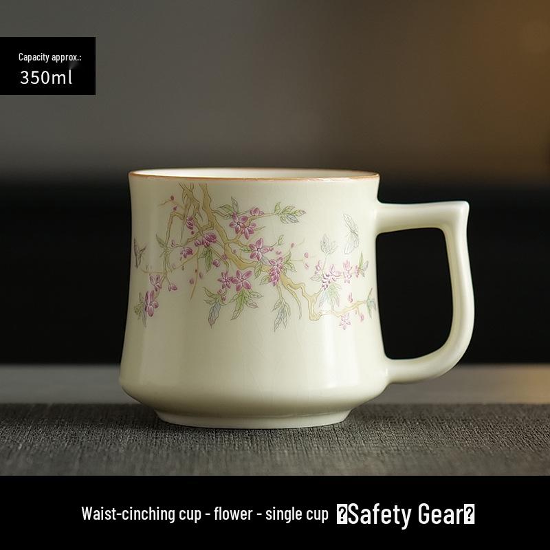 Ru Ware Pink Peach Ceramic Tea Mug with Lid