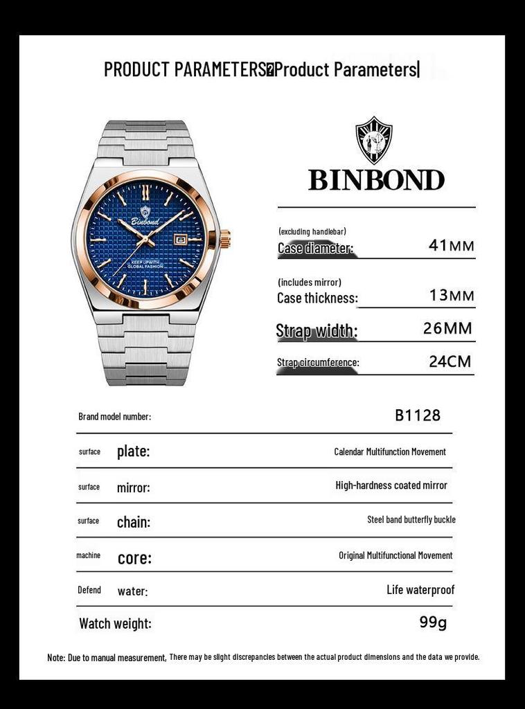 Binbang BINBOND Men's Super Player Luminous Waterproof Fashion Watch