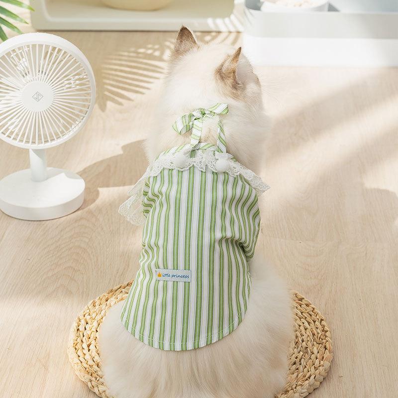 Spring and summer new cat lace-up thin suspender small puppy teddy vest ragdoll cat pet clothes