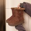 Women's Soft Elastic Thick Sole Winter Fur One Warm Cold Padded Snow Boots Non-slip Wear Casual Sports Cotton Boots