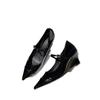 Spring New Retro Silver Wedge Heel Pointed Mary Jane Shoes Versatile Model Light Mouth One Word Buckle Belt High Heel Single Shoes Women