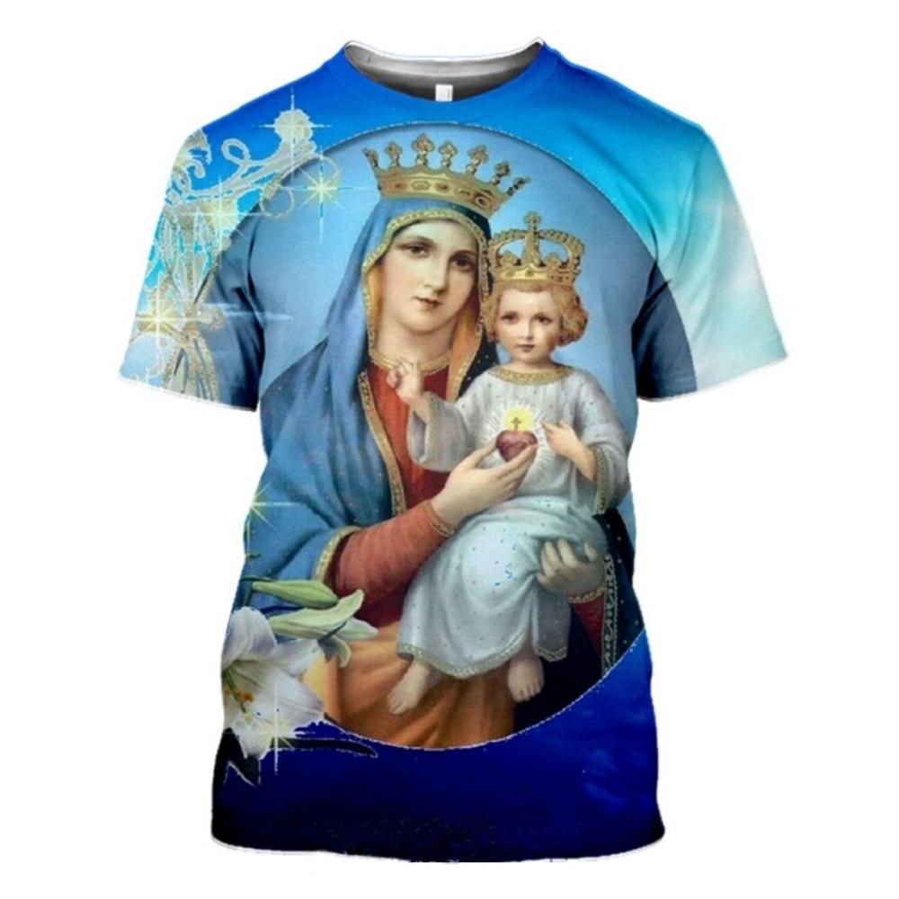 Camiseta 3DT Estampa Digital Cruz de Jesus Casual Gola Redonda Manga Curta Masculina