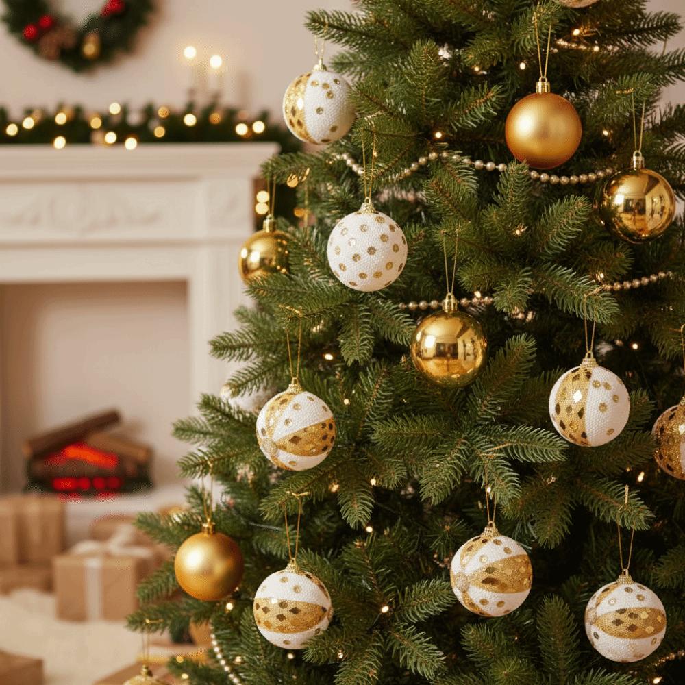 12Pcs/Set Creative Christmas Balls Pendant Set 6cm Painted Xmas Tree Hanging Balls Shatterproof Reusable