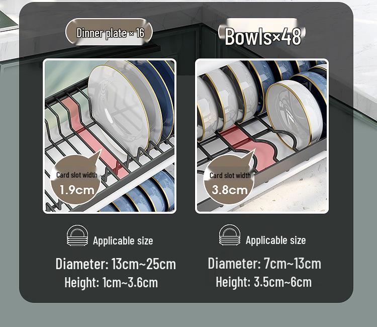 Multi-functional Stainless Steel Kitchen Bowl and Dish Storage Rack with Chopsticks Holder